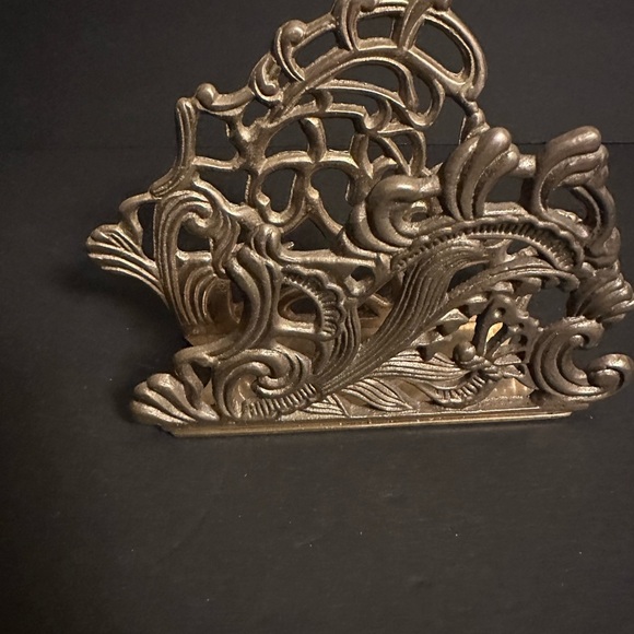 Vintage Teleflora Ornate Solid Brass Napkin Holder Antique Letter Mail Rack - Picture 2 of 5